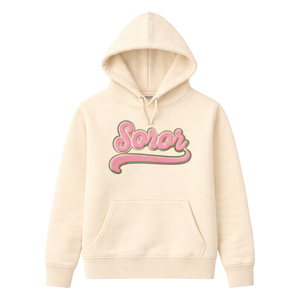Ivory Soror Pullover <b>Hoodie</b> Greek Sorority Womens <b>Pink</b> & Green College Sisterhood Stylish Casual <b>Hoodie</b> Apparel - Product Image 3