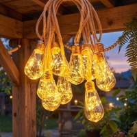 Guirlande lumineuse LED solaire en plastique pour extérieur, étanche IP44, rechargeable, à commande tactile, pour jardin, cour, Noël, ampoule en forme de boule