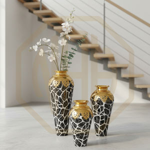 Vase de sol en aluminium plaqué or à forte demande, design de mariage, col en relief, impression émaillée, meilleur prix, vente en gros directe d'usine - Product Image 2