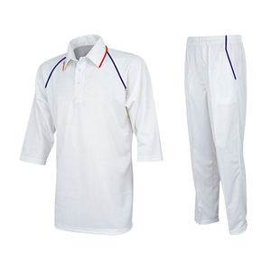 Uniforme de cricket 100% polyester fabriqué au Pakistan séchage rapide parfait pour les saisons d'été Test Match couleur blanche - Product Image 1