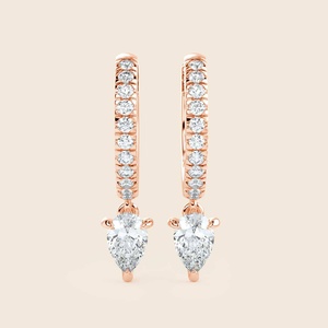 Boucles d'oreilles pendantes en forme de poire avec diamants de laboratoire taille poire F+-VS 0,86 carat en or massif 14K, idéales pour le quotidien et comme cadeau - Product Image 1