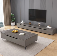 Meuble TV de luxe au design moderne en bois et MDF avec finition marbre, meuble TV, support TV