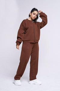 Survêtement décontracté pour femmes à fermeture éclair, de haute qualité, fabriqué en usine, avec une coupe confortable, meilleur survêtement en gros - Product Image 4
