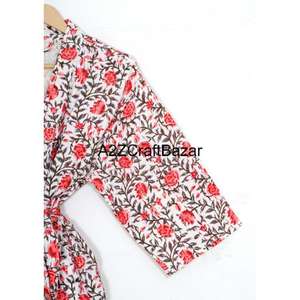 Elegant Flower Printed Cotton Handmade Block Print Quilted Jacket Reversible Breathable Winter Comfortable Robe <b>Bikini</b> Wrap Bulk - Product Image 3