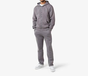 Survêtements unisexes en molleton de coton respirant et lourd, style French Terry à fermeture éclair intégrale pour homme, pour un usage décontracté en automne - Product Image 3