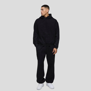 Ropa de hombre de alta calidad, chándal de 2 piezas, pantalón acampanado con logotipo personalizado de algodón 100% y Sudadera con capucha y cremallera para hombre - Product Image 1