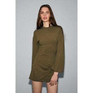 GRIMELANGE SEVLEY Mini-robe pour femme en tissu doux et extensible à col rond avec détail de nœud - Product Image 3