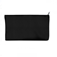 Dompet Koin Kosmetik Hadiah Ber-resleting Kustomisasi Logo Anda Sendiri Penyimpanan Hitam 100% Katun Kanvas Ramah Lingkungan Dapat Digunakan Kembali Portabel