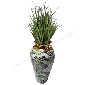 แจกันเหล็กลายชายฝั่งสไตล์ร่วมสมัยแจกันตั้งพื้นทำจากโลหะทองเหลืองอลูมิเนียมทรงกลมขนาดใหญ่สำหรับตกแต่งห้องนั่งเล่น - Product Image 6