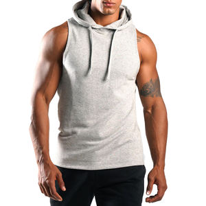 OEM Custom Men's <b>Sleeveless</b> Workout Tank Top Breathable Knitted Gym Training Vest Casual Fitness <b>Hoodie</b> for Bodybuilding - Product Image 1
