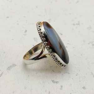 Natural Crazy Agate Gemstone Designer 925 Anillo bohemio de plata Regalo para su fiesta Use anillos Anillos minimalistas contemporáneos - Product Image 4