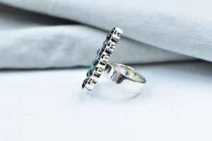 Handmade Black Onyx Mojave Turquoise Sterling <b>Silver</b> Bezel Setting Checkered Adjustable <b>Statement</b> <b>Ring</b> for Women Wedding Party - Product Image 3