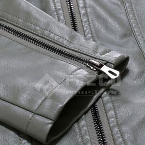 Veste en cuir d'hiver chaude pour homme, en cuir de vache, col montant, logo sur le devant, personnalisable, imperméable, respirante, best-seller - Product Image 5