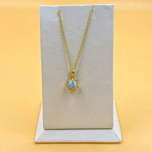 Collar con colgante de cadena de diseñador de Plata de Ley 925 al por mayor, piedra preciosa de Larimar Natural, chapado en oro de 18kt, bodas de moda - Product Image 3