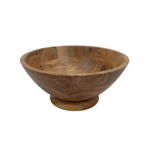 Bol de service rond en bois de haute qualité écologique finition naturelle pour table à manger de cuisine - Product Image 3