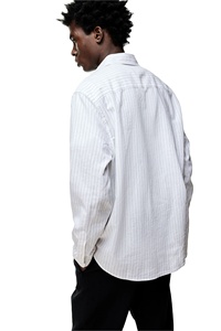 Top pour hommes de qualité supérieure tendance coupe régulière marque personnalisée confort porter lin coton mélangé texturé chemises à col à manches longues - Product Image 5