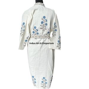 Vente en gros kimono en coton gaufré imprimé à la main - Product Image 1