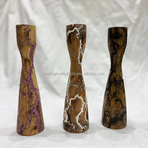 Portavelas de Madera Hecho a Mano, Soporte para Velas de Té, Decoración Navideña para el Hogar, Impresión Serigráfica, Forma Ovalada, Artesanía - Product Image 1