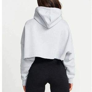 Venta al por mayor otoño mujeres sudaderas con capucha bolsillos Crop chaqueta deportiva mujer Fitness Yoga camisa Top entrenamiento sudaderas con capucha precio barato OEM - Product Image 4