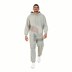 Conjunto Deportivo Unisex de Invierno, Algodón Grueso, Color Sólido, Logotipo Bordado, Colores Personalizados, Sudadera Holgada con Capucha, Pantalones Deportivos de Felpa, Transpirable - Product Image 1