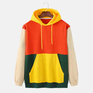 Pullover uni bon marché pour hommes sweats à capuche pour hommes, logo personnalisé, panneau de couleurs différentes, vente en gros de printemps et d'automne - Product Image 1