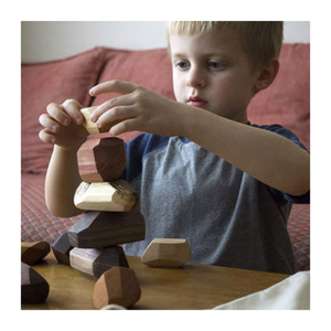<b>Montessori</b> Wooden Rock Balance Stones, Eco-Friendly Wooden Rock Stacking <b>Toy</b> for Kids Educational Skill Learning - Product Image 2