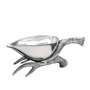 Cuenco de Metal con Acabado de Espejo Premium, Cuenco Decorativo de Lujo para Mesa, Cuencos de Acero para el Hogar y Uso, Cuenco con Pedestal, Seguro, Plateado, Zahid Exports - Product Image 1