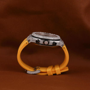 High Quality Handmade Custom Moissanite Diamond Round Full Iced Out Hip Hop Design Automatic <b>Mechanical</b> <b>Watch</b> in Rubber Band - Product Image 5