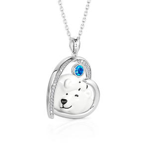Collier personnalisé Jeulia avec pierre de naissance, motif cœur et ours polaire - Product Image 2