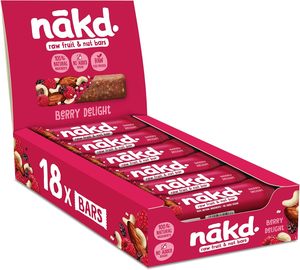 Barras de Frutas y Nueces Naturales Nakd' Berry Delight - Veganas - Sin Gluten - Snack Saludable, 35 g (Paquete de 18) - Product Image 1