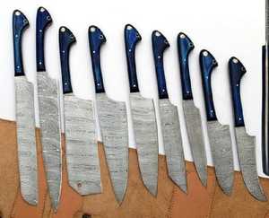 Ensemble de chef en acier damas de haute qualité fait à la main professionnel personnalisé ensemble de couteaux de cuisine avec étui en cuir - Product Image 5