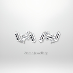 Premium Baguette Cluster Diamant Boucles D'oreilles 14K Plaqué Or Diamants Naturels Lobe Piercing Bijoux GIA Certifié Femmes - Product Image 1