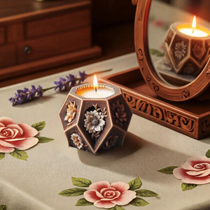 Dumo Bougie <span class=keywords><strong>colonne</strong></span> de fleurs de roses Moule en silicone pour bougies d'aromathérapie faites à la main Décoration de fête de mariage <span class=keywords><strong>et</strong></span> cadeaux pour la maison - Product Image 4