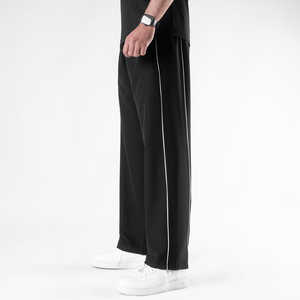 Pantalones de chándal holgados de gran tamaño de algodón personalizados para hombre, ropa de calle, pantalones con cordón, entrenamiento de gimnasia, pantalón informal de estilo Suelto - Product Image 4