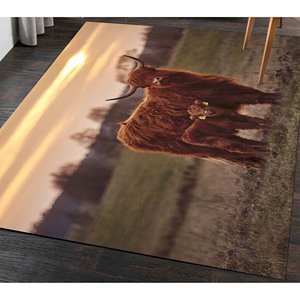 Highland Cow Printed <b>Rug</b> - Tropical, Coastal, Animal, Soft, Machine Washable,<b>Chenille</b> <b>Rug</b> - Product Image 5