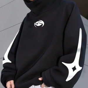 Sudadera con capucha recortada negra Premium con logotipo gráfico en el pecho y acentos de manga de flecha Diseño de ropa de calle contemporánea polar transpirable - Product Image 5