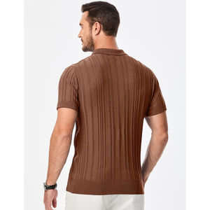 Polos de media cremallera para hombre, camisetas de polo de punto acanalado de manga corta, camisetas de golf informales de moda - Product Image 5