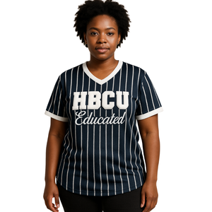 Camiseta Azul Oscuro de Béisbol con Bordado Chenille de la Hermandad Griega Divine Nine, Orgullo Universitario, Estilo HBCU - Product Image 1