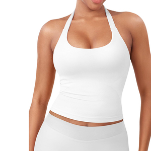 Women's New Breathable <b>Sleeveless</b> Gym Exercise Yoga Tank <b>Tops</b> Activewear Singlet Workout Vest Backless Sports Shirts for Running - Product Image 1