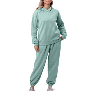 Conjuntos de mujer holgados de algodón 100% de calidad superior al por mayor, trajes para correr, ropa de entrenamiento, chándales ajustados de gran tamaño, chándal - Product Image 5