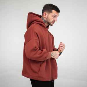 Sweat-shirts à capuche oversize pour hommes, style boxy, avec poche avant, matière épaisse, streetwear décontracté, sweats-shirts personnalisés OEM - Product Image 5