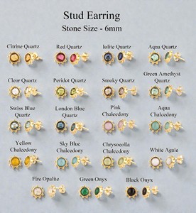 Boucles d'oreilles clous en argent sterling 925 avec pierre précieuse onyx verte de 6 mm - Clous fantaisie plaqués or - Fournisseur de bijoux faits à la main en gros - Product Image 3