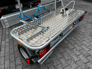 Remorque moto simple, porte-vélo compact, rampe pliable, essieu tandem, charge 750 kg, transport routier 100 km/h - Product Image 6