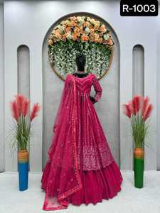 Las últimas mujeres usan hilo pesado bordado secuencia trabajo Anarkali vestidos largos estilo Lehenga Para Boda y Festival ropa - Product Image 6