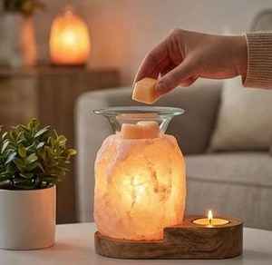 Lampe de sel de l'Himalaya d'aromathérapie, diffuseur d'huiles, chauffe-cire, cristal naturel, veilleuse, décoration d'intérieur, purificateur d'air, vente en gros - Product Image 3