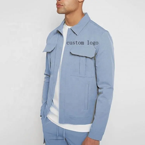 Chándal cortavientos informal personalizado de alta calidad de dos piezas con cremallera transpirable ligero poliéster/algodón ropa de calle lisa - Product Image 3