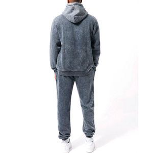 Fourniture directe d'usine 100% survêtement lavé à l'acide de haute qualité pour hommes unisexe Street Wear tissu polaire imprimé Logo personnalisé - Product Image 3