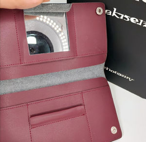 กระเป๋าสตางค์ยาวหนังแท้คุณภาพสูงสำหรับผู้หญิงมีที่ใส่บัตรสีชมพูทันสมัยสำหรับผู้หญิงพร้อมที่ยึดอุปกรณ์กระจก - Product Image 2