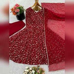 Vestido Anarkali de Georgette Pesado con Dupatta, Trabajo de Lentejuelas Multicolores, Listo para Usar, Último Modelo de Vestido Ankara 2025, Elegante para Damas - Product Image 5