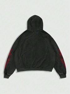 Sudadera con capucha de invierno lavada con ácido de peso pesado personalizada para hombres Impresión digital de moda para hombres y mujeres - Product Image 2